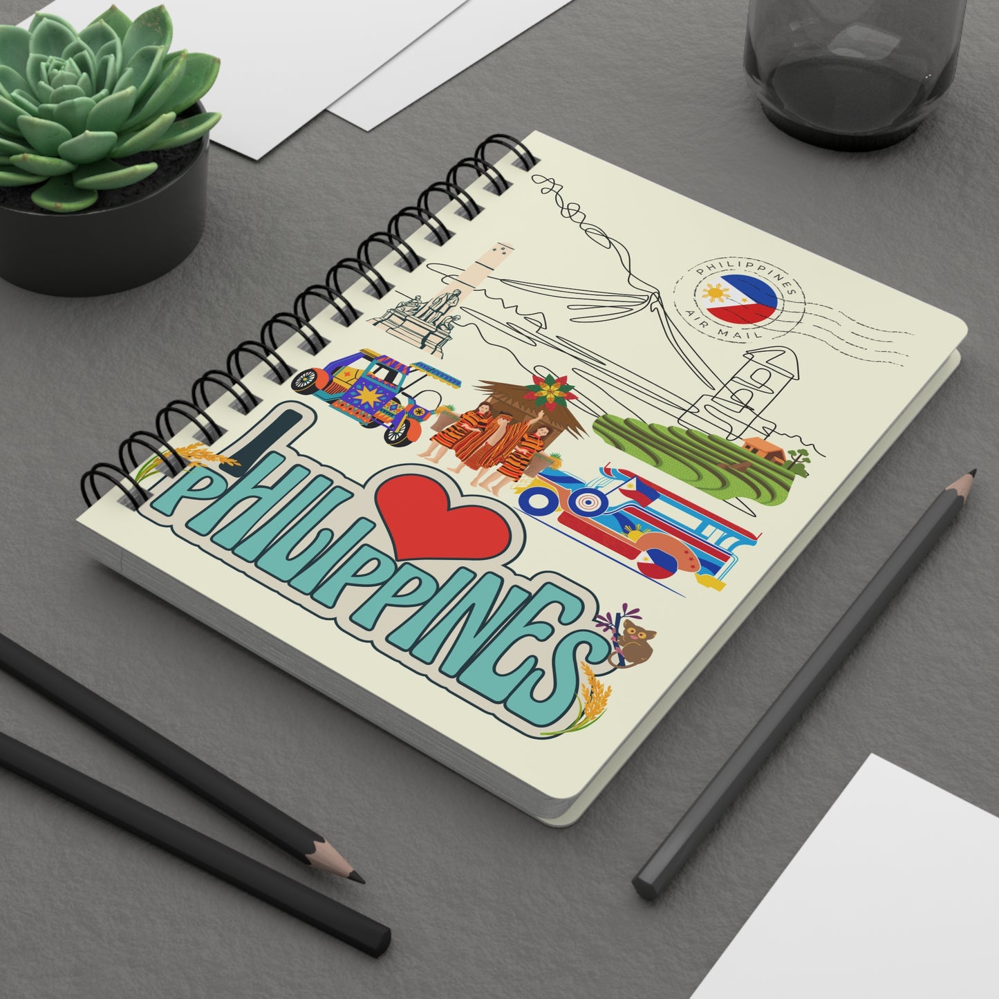 I Love Philippines Spiral Bound Journal — Filipino Pride Notebook