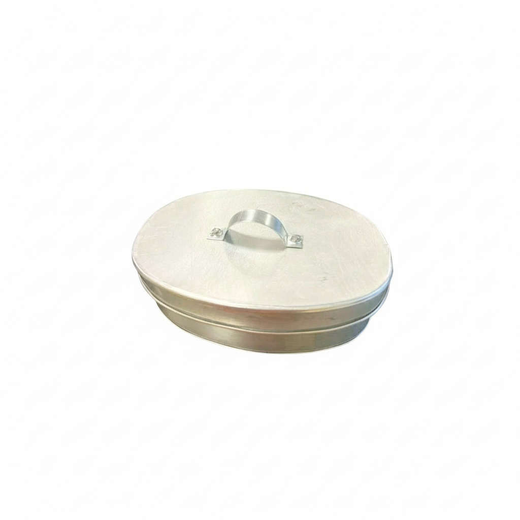 Round metal lid with handle on a white background, featuring the Mayo Filipino Store logo.