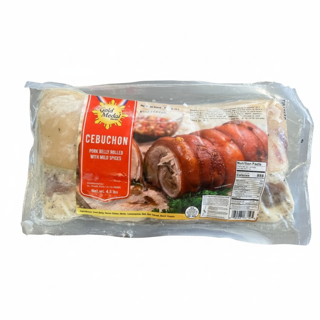 Gold Medal Brand Cebuchon Lechon Belly Ready to Cook Pork Belly Rolled with Mild Spices 4.5lbs
