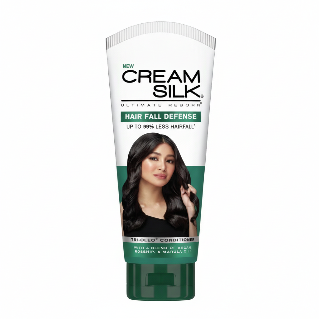 Cream Silk Hair Fall Defense conditioner tube on a white background