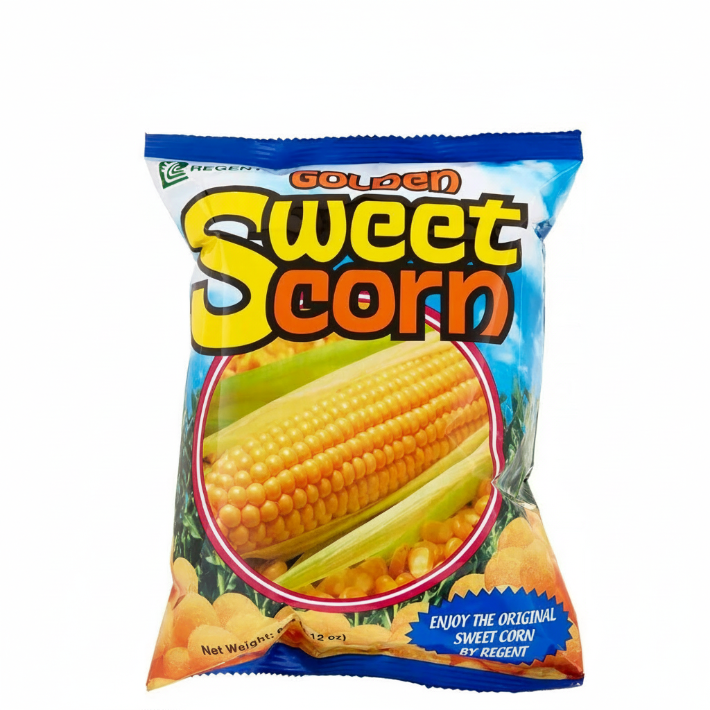 Packaged Golden Sweet Corn with Regent branding on a white background
