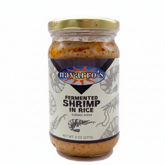 Jar of Navarro's Fermented Shrimp in Rice on a white background