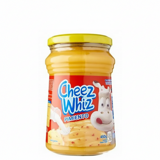 Jar of Cheez Whiz Pimiento on a white background with 'Mayo Filipino Store' logo.
