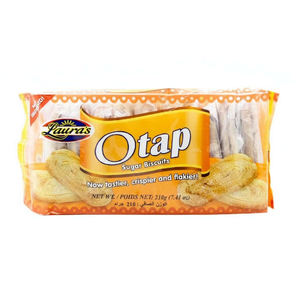 Pack of Laura's Otap sugar biscuits with a clear window showing the cookies inside.