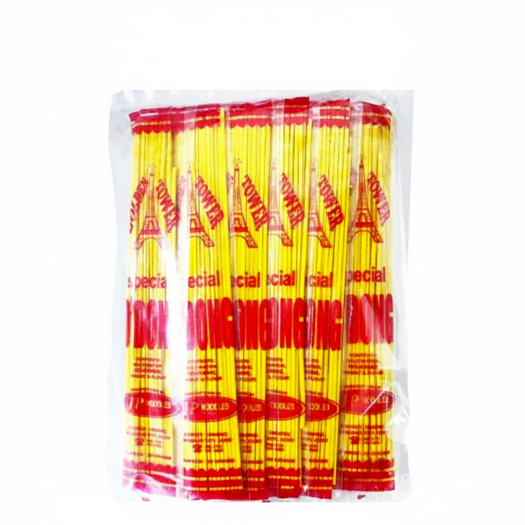 Packaged sticks with red and yellow branding on a white background