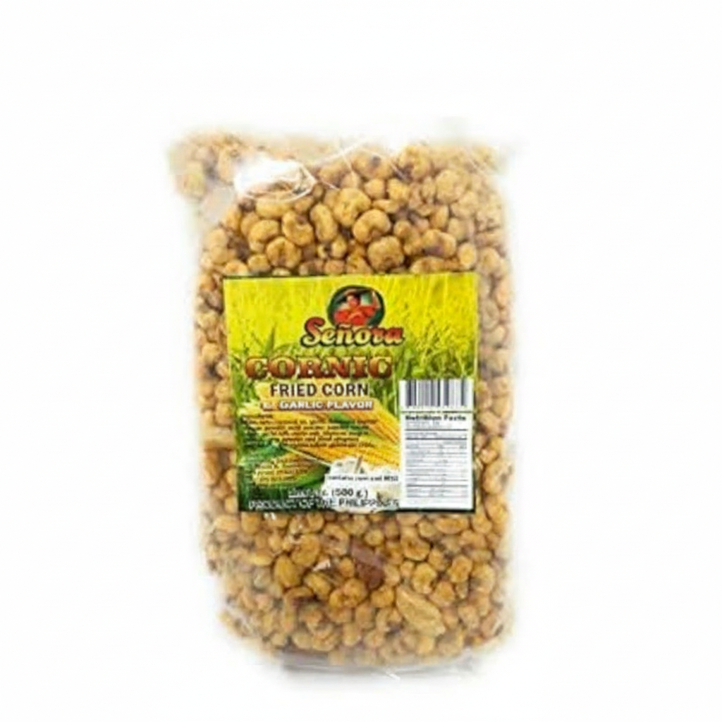Packaged fried corn with a label on a white background, featuring the brand 'Emilio'.