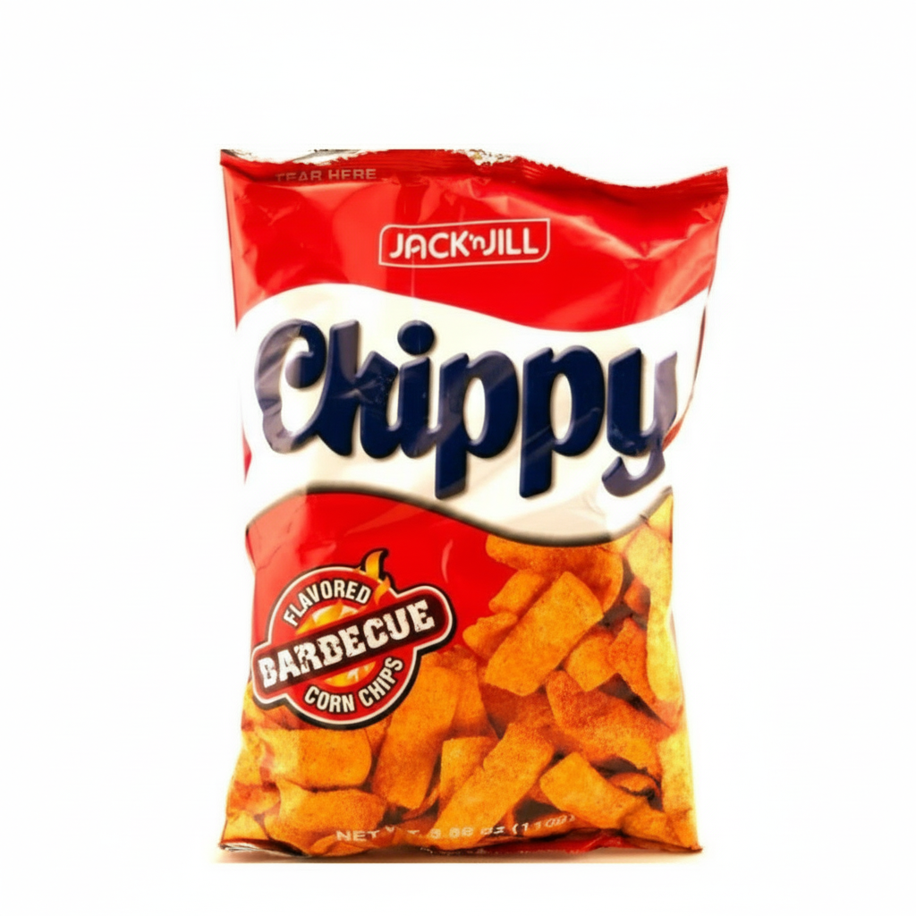 Bag of Jack 'n Jill Chippy Flavored Barbecue Corn Chips on a white background