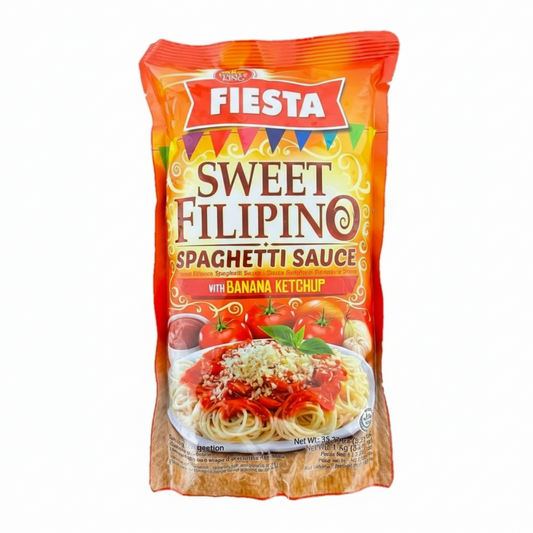 Fiesta Sweet Filipino Spaghetti Sauce packaging on a white background