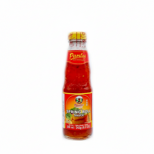 Bottle of Pantai Spring Roll Sauce on a white background