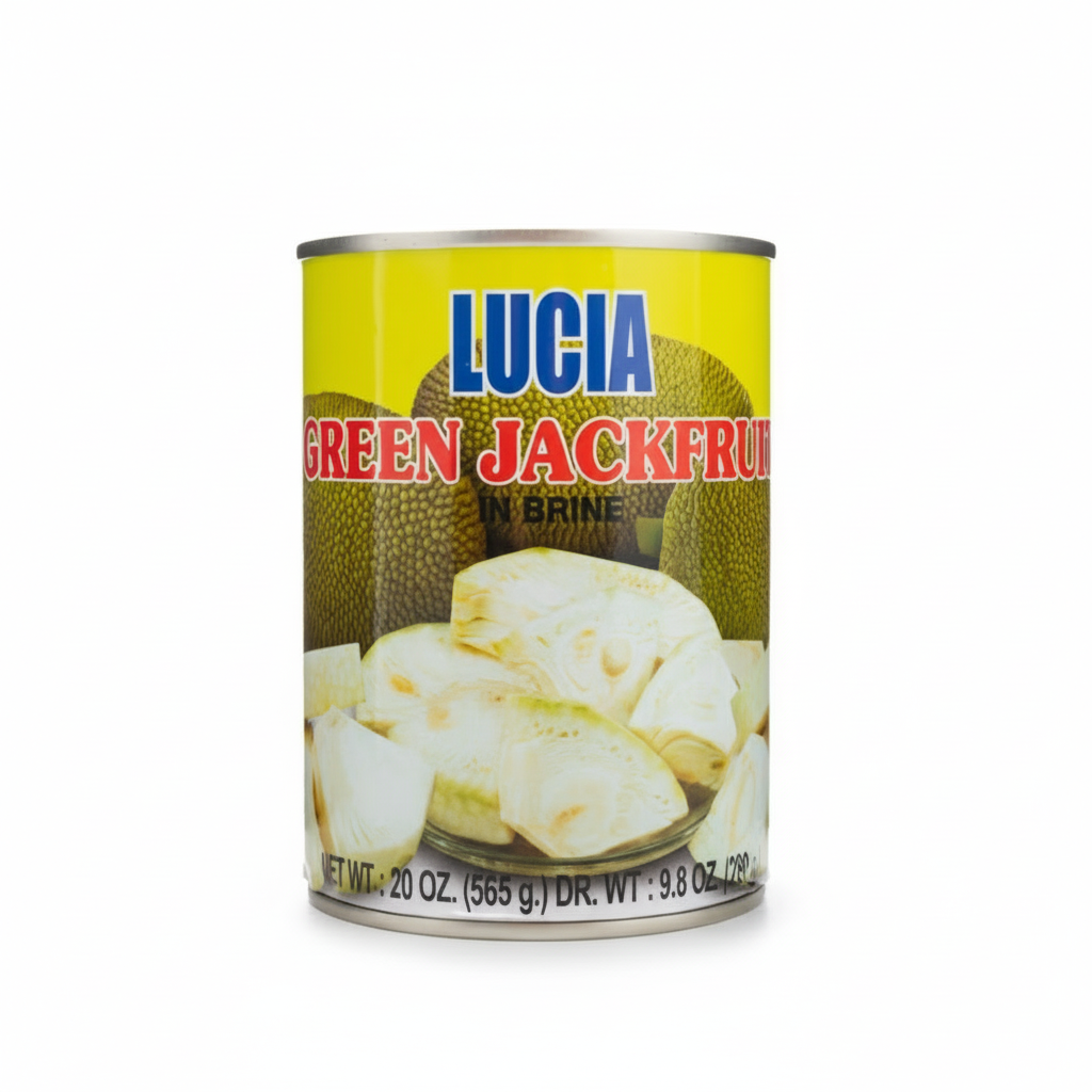 Can of Lucia Green Jackfruit in Brine on a white background