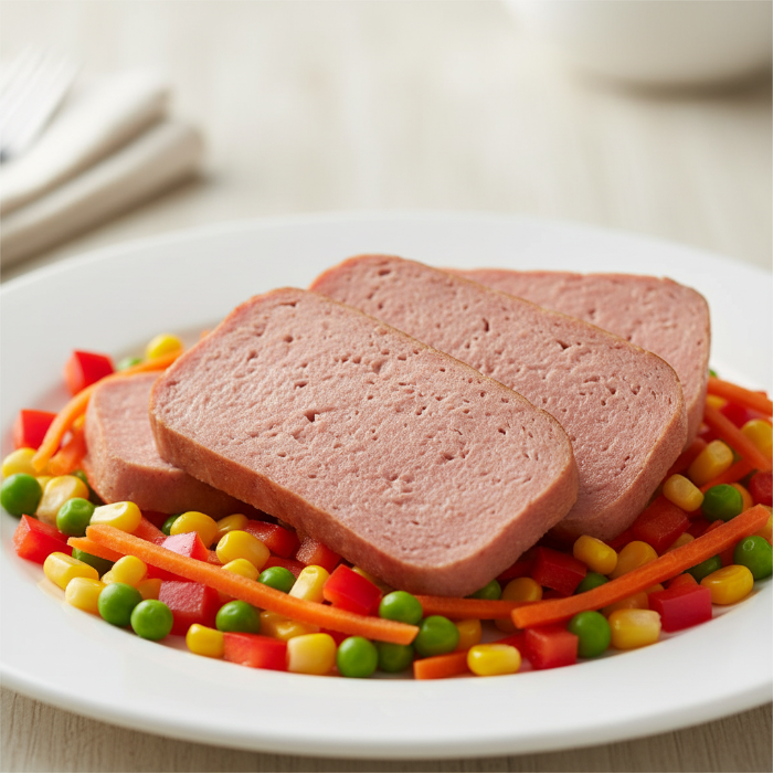 Can of Argentina luncheon meat on a white background