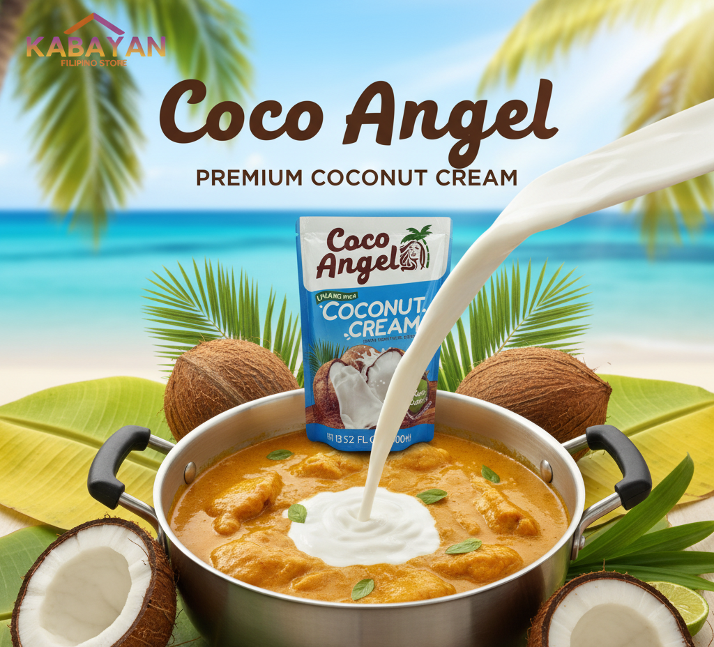 Coconut cream package with 'Coco Angel' branding on a white background
