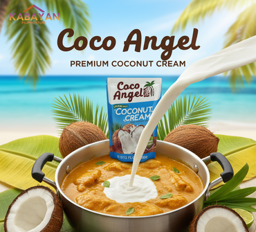 Coconut cream package with 'Coco Angel' branding on a white background