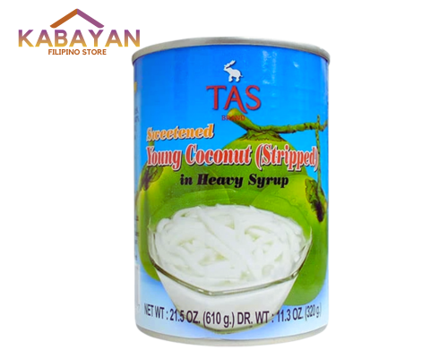 Tas Sweetened Heavy Syrup Young Coconut Stripped  21.5oz