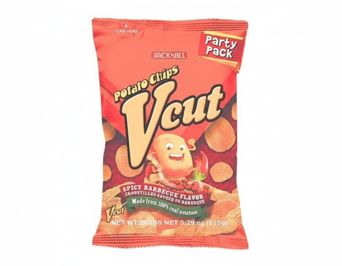 Vcut potato chips party pack with Jack & Jill branding on a white background