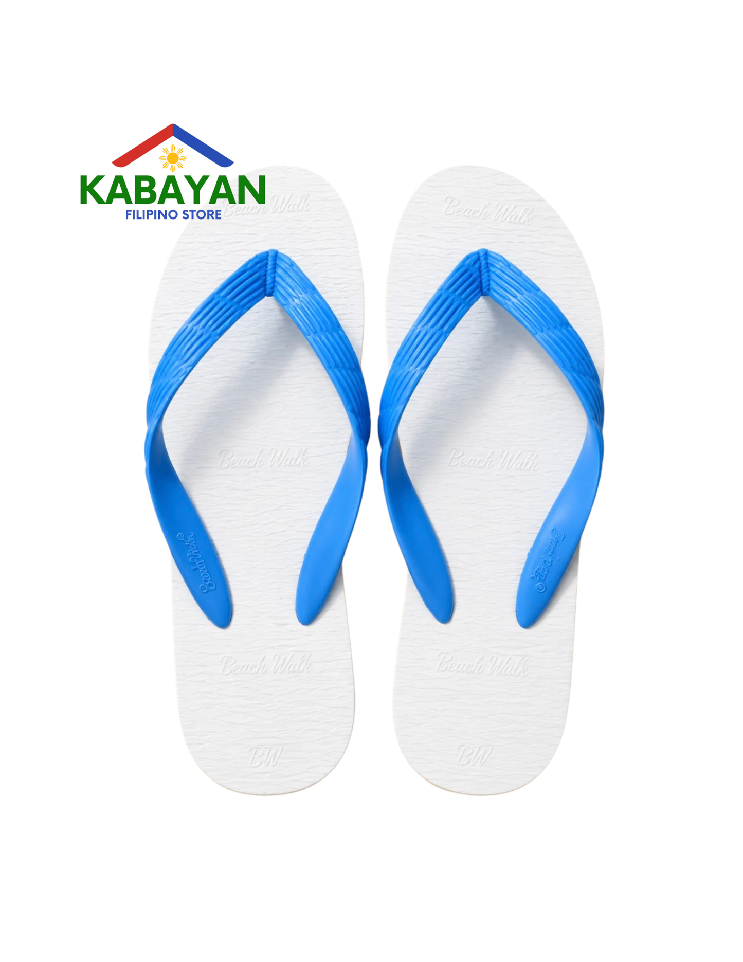 Beach Walk Tsinelas from Pilipinas White with Blue Straps Size 6 to 7
