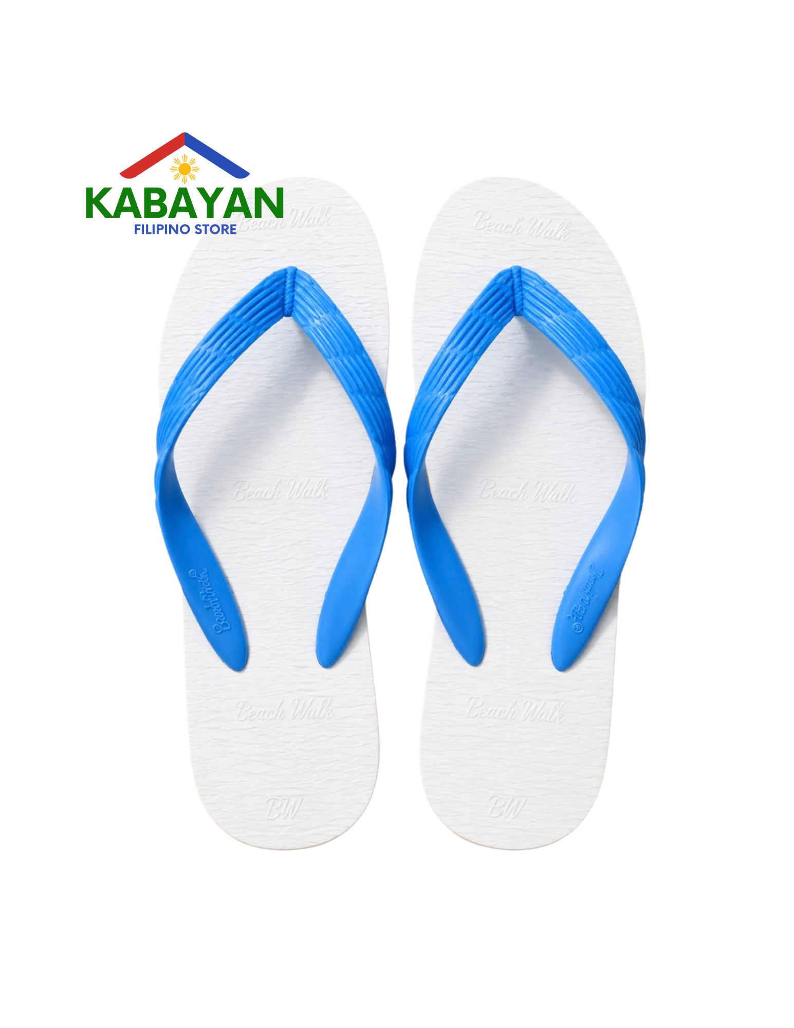 Beach Walk Tsinelas from Pilipinas White with Blue Straps Size 6 to 7