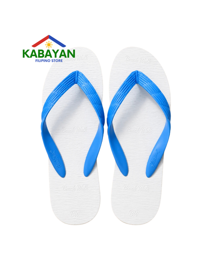Beach Walk Tsinelas from Pilipinas White with Blue Straps Size 6 to 7