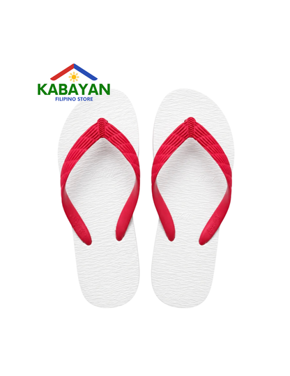 Beach Walk Tsinelas from Pilipinas White with Red Straps Size 5 to 6