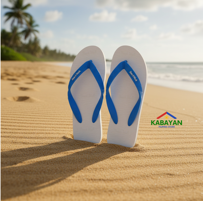 Beach Walk Tsinelas from Pilipinas White with Blue Straps Size 6 to 7