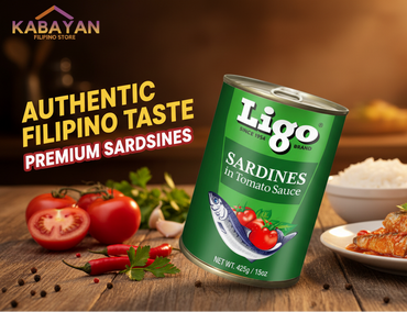 Ligo brand can of sardines in tomato sauce on a white background