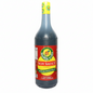 Bottle of soy sauce with a red label on a white background
