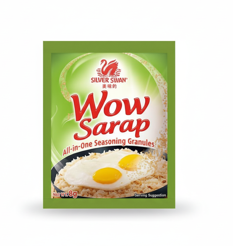 Silver Swan Wow Sarap seasoning granules packaging on a white background