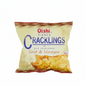 Bag of Oishi Ribbed Cracklings in Old Fashioned Salt & Vinegar flavor on a white background