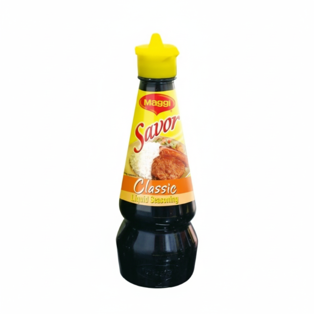 Maggi Savor Classic Liquid Seasoning bottle on a white background