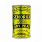 Can of Senorita brand cooked dry peas on a white background