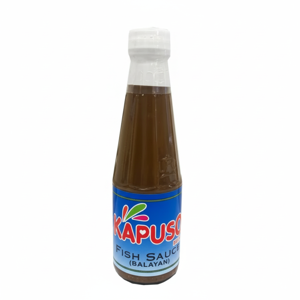 Bottle of Kapuson fish sauce on a white background