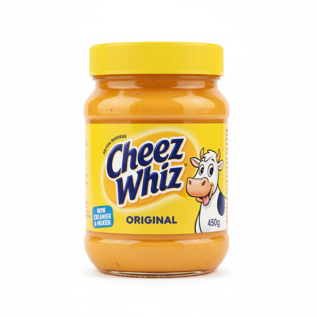 Jar of Cheez Whiz Original on a white background