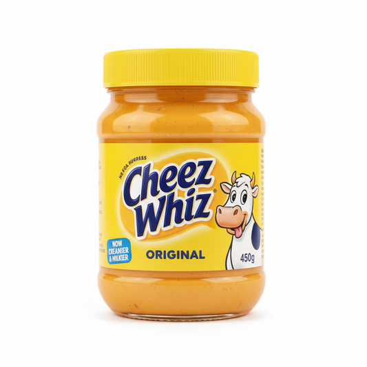 Jar of Cheez Whiz Original on a white background