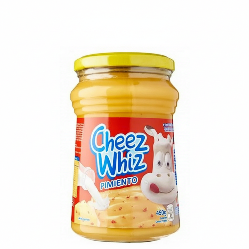 Jar of Cheez Whiz Pimiento on a white background with 'Mayo Filipino Store' logo.
