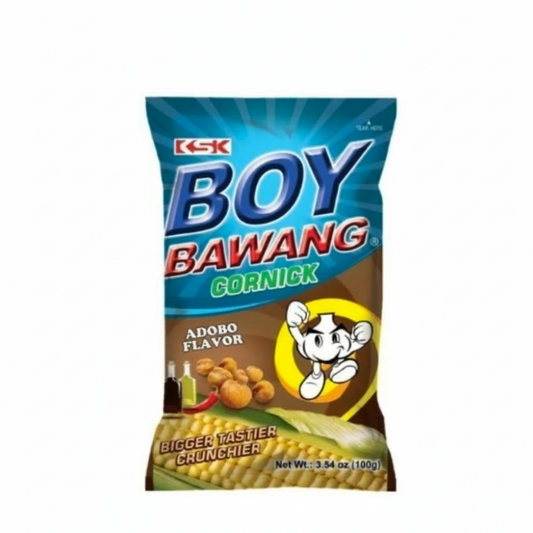 Boy Bawang Cornick Adobo Flavor snack package on a white background