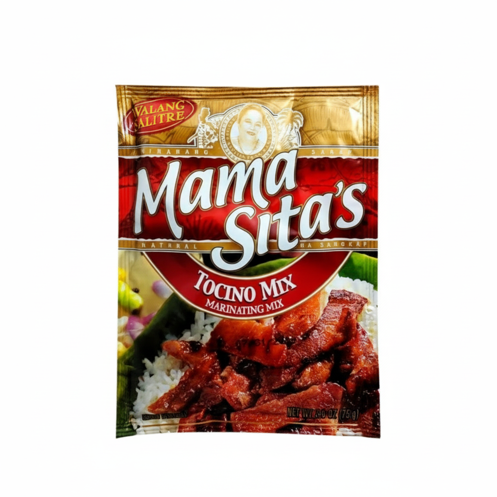 Packaging of Mama Sita's Tocino Mix on a white background