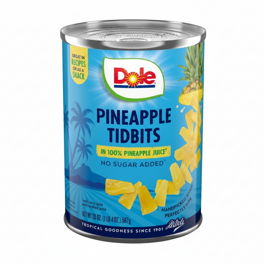 Dole Pineapple Tidbits in 100% Pineapple Juice No Sugar Added 567g