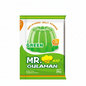 Green package of Mr. Hat Gulaman unflavored jelly powder on a white background