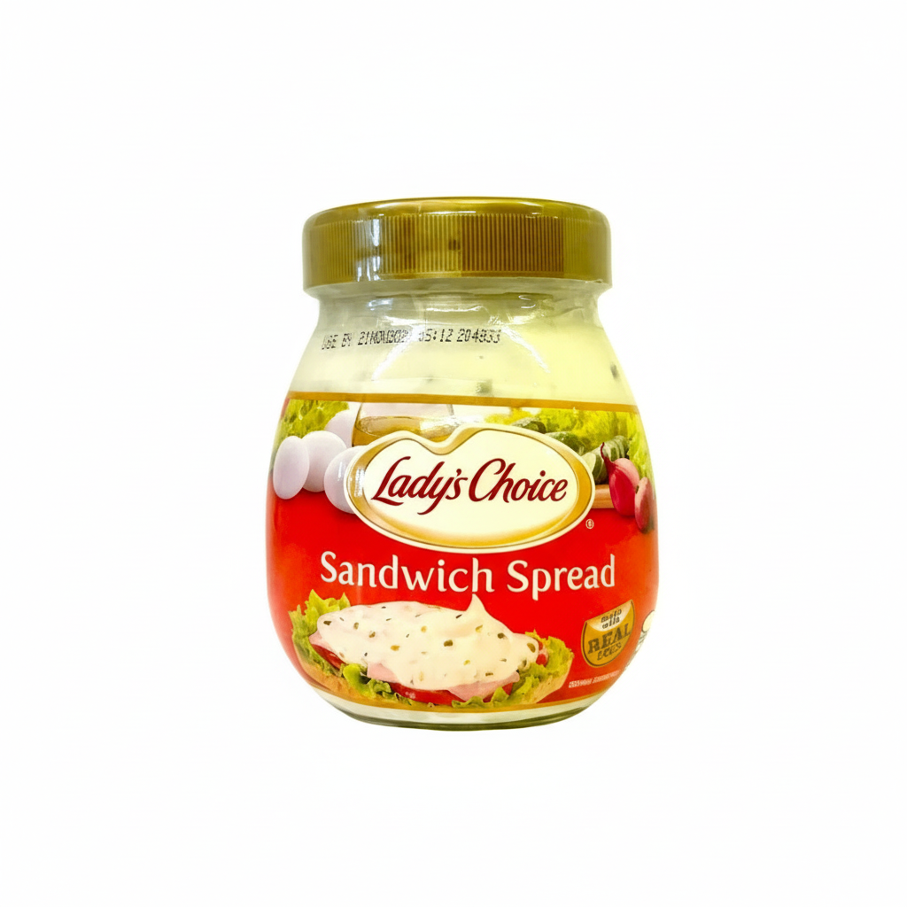 Jar of Lady's Choice Sandwich Spread on a white background