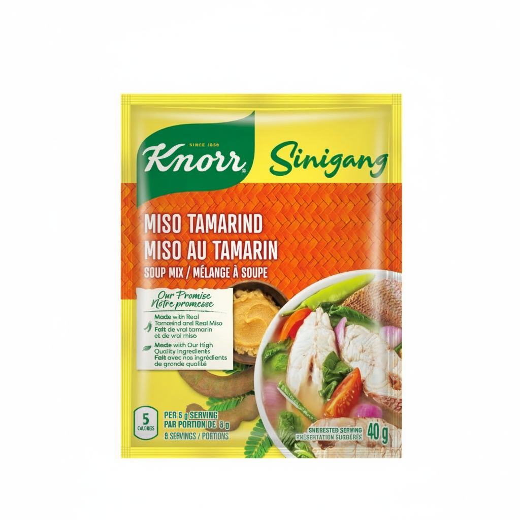 Knorr Sinigang Miso Tamarind soup mix packaging on a white background