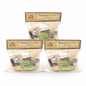 Assorted pastilles in clear packaging with a brand label on a white background