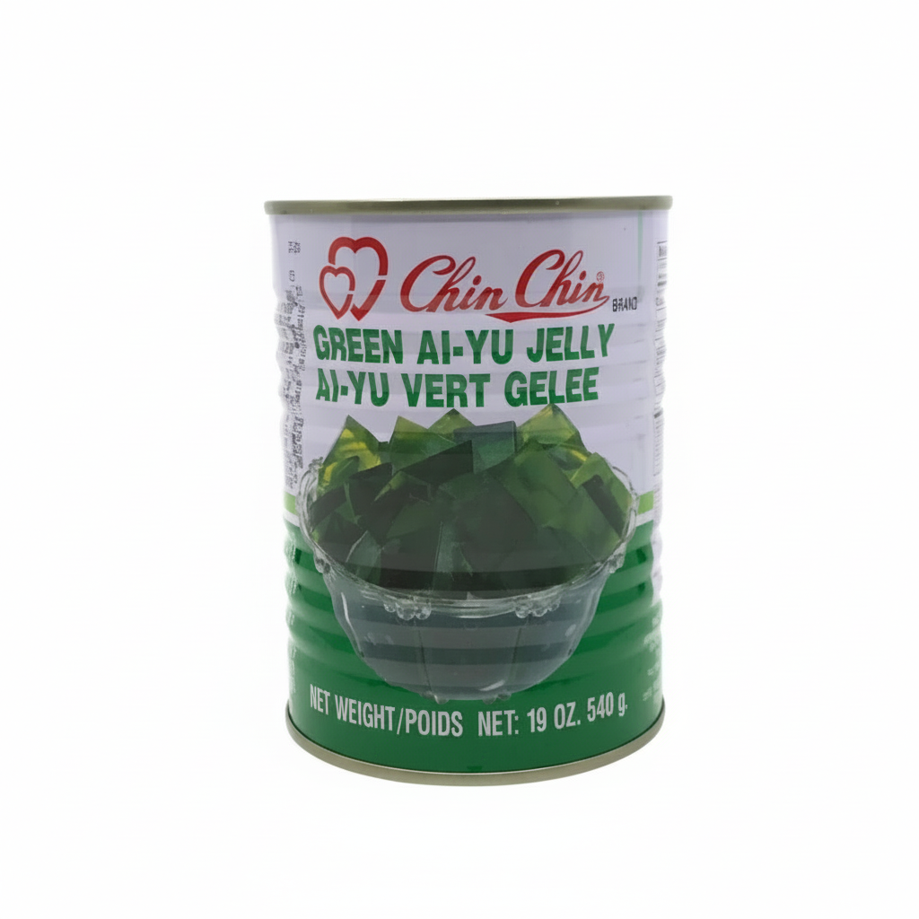 Can of Chin Chin Green Ai-Yu Jelly on a white background
