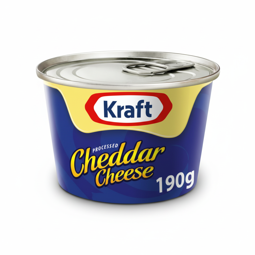 Kraft Cheddar Cheese can on a white background