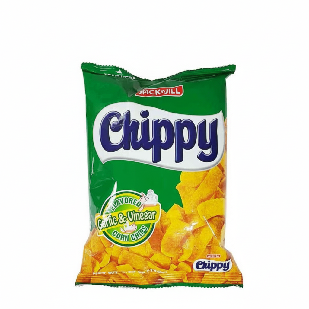 Packaged snack with 'Chippy' branding on a white background