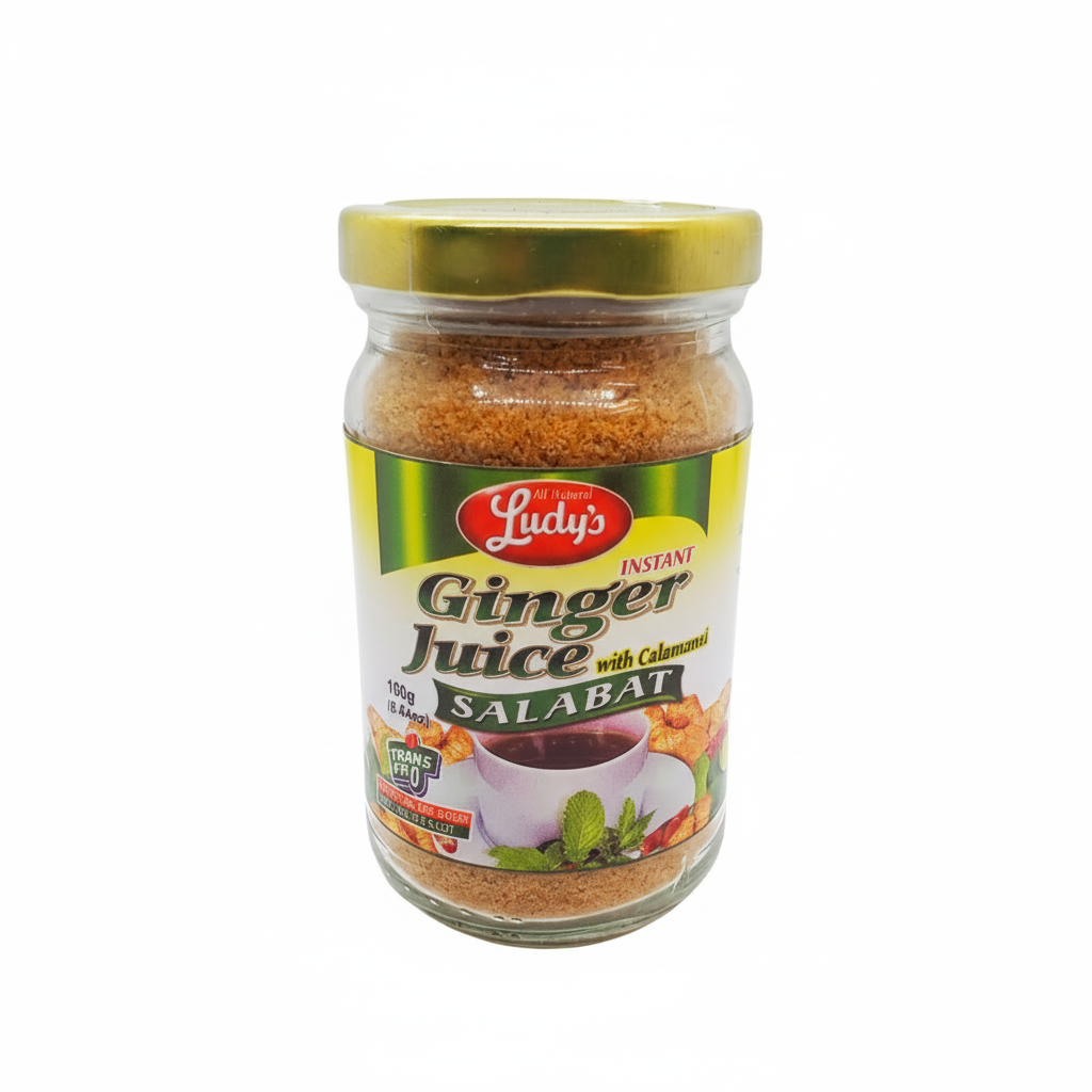 Jar of Lady's Ginger Juice with Calamansi on a white background