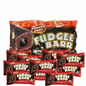 Packaging of Fudgee Barr chocolate bars with a visible brand logo on a white background.