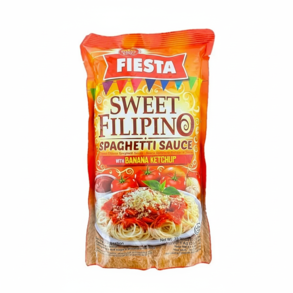 Fiesta Sweet Filipino Spaghetti Sauce packaging on a white background