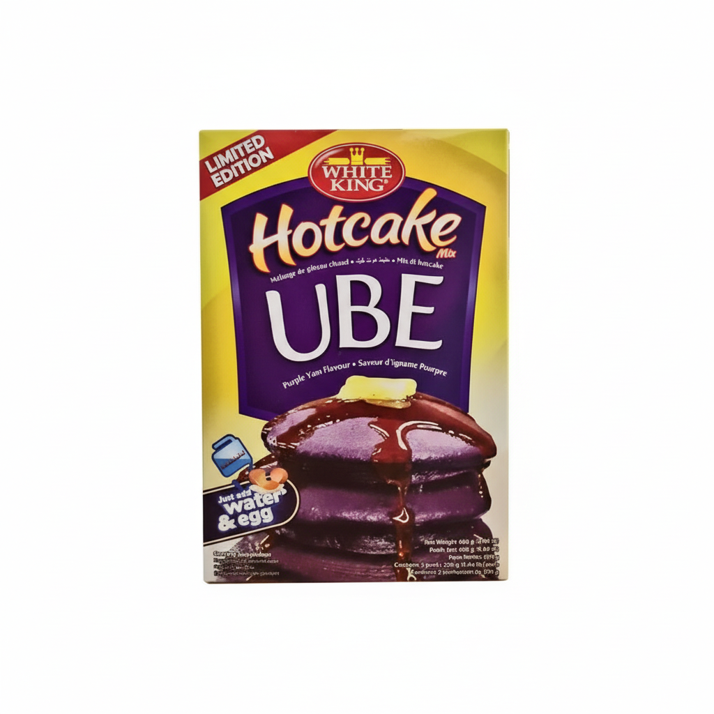 White King Ube hotcake mix packaging on a white background