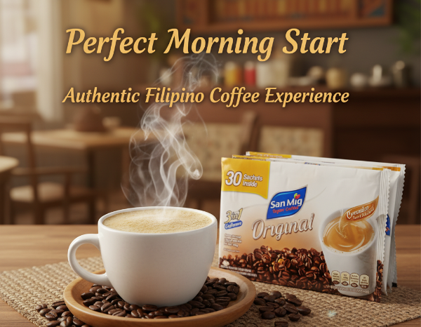 Pack of San Miguel Original instant coffee with visible branding on a white background