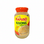 Jar of Kapuso brand Kaong white sugar palm fruit in syrup on a white background